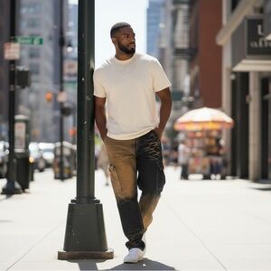 Cargo Pockets Rusty Orange And Black Men Jeans Size 38